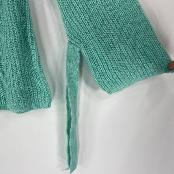 Project Naadam XS Sweater Pullover Bell Sleeve Tie Mint Green Open Knit Acrylic - Picture 8 of 11